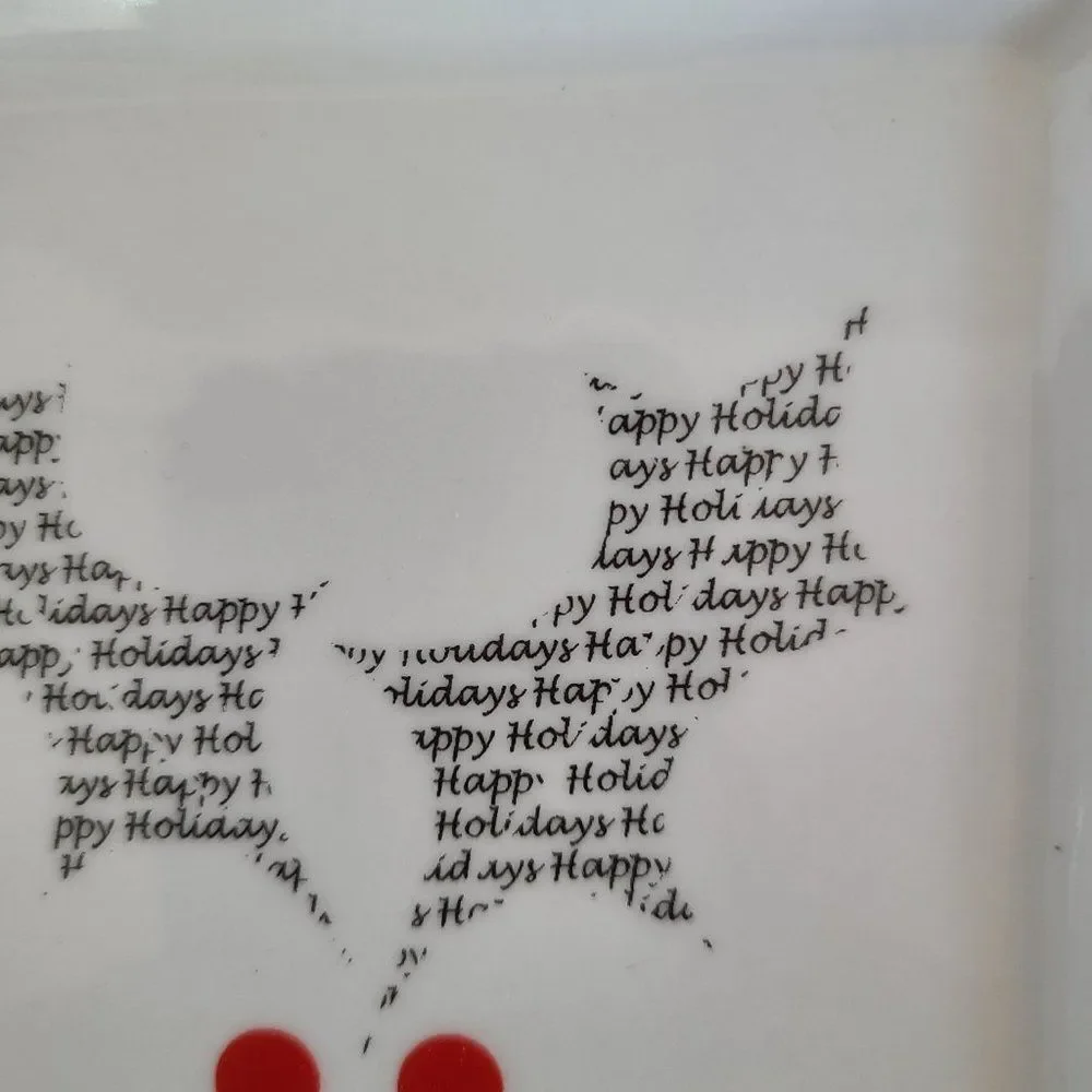 Bia Christmas Motif Holly Leaves and Berries Mini Plate Platter Dish